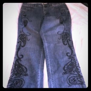 Cold water Creek Beaded Blue Jeans